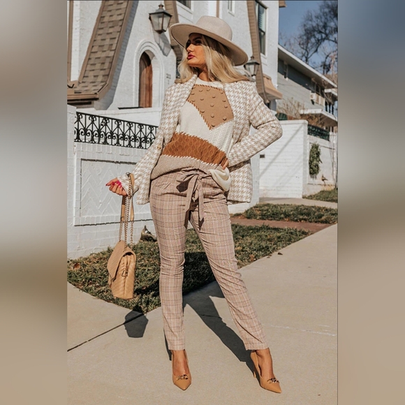 Impressions Plaid Paperbag Waist Trouser Pants - Picture 5 of 5